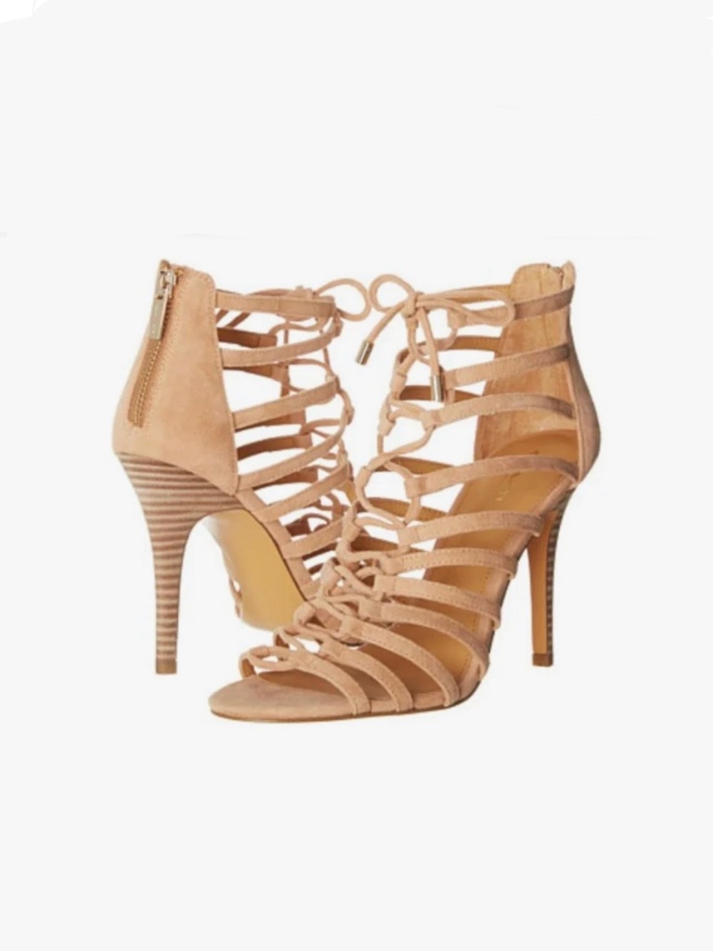Coach Nude Tan Strappy Lace-Up High Heel Sandals